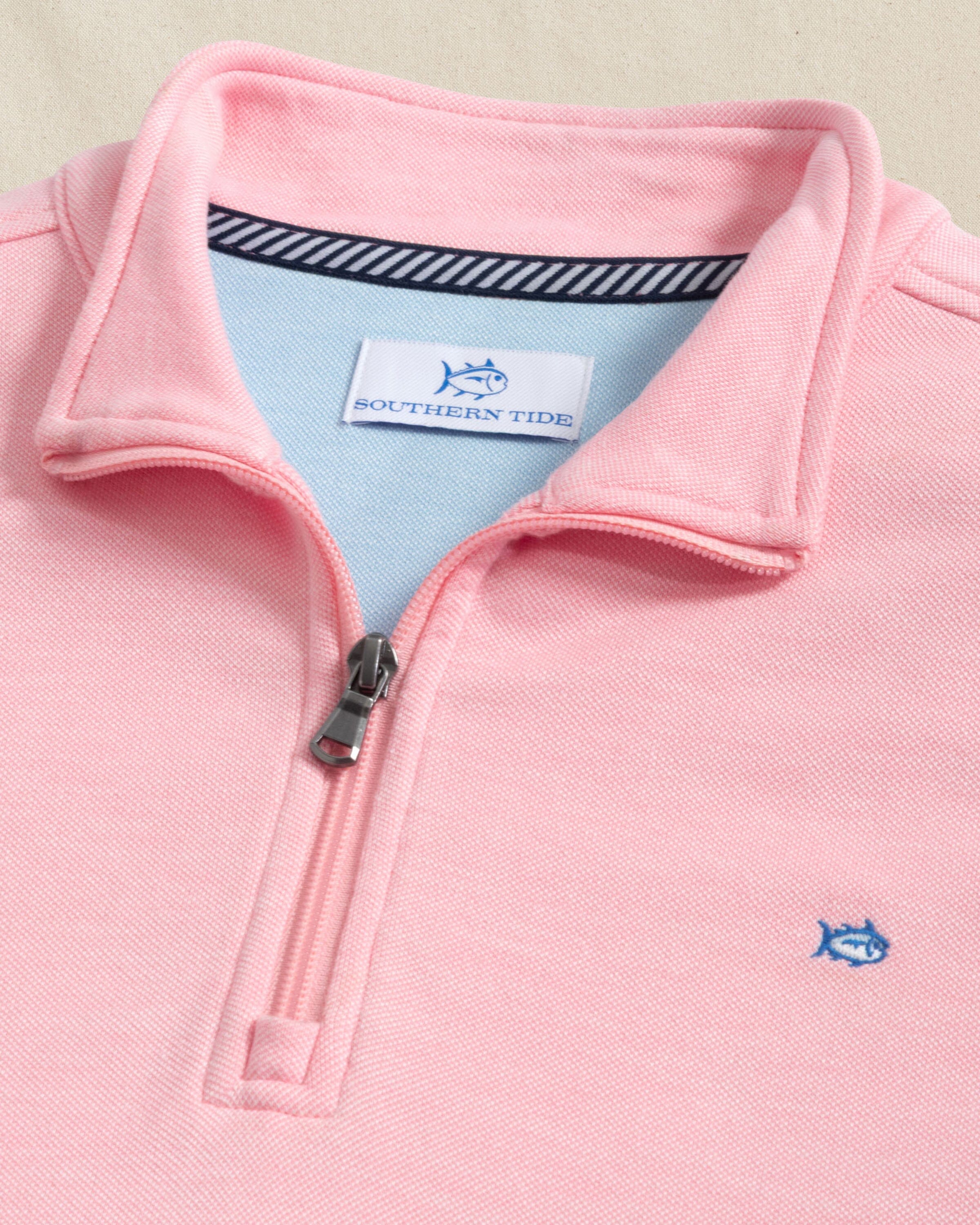 Sandy Cove Pique Quarter Zip - Sea Pink